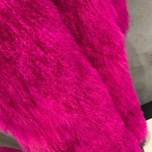Cappotto di pelliccia di vera mongolia lungo cappotto di pelliccia di pecora rosa caldo lungo da <span class=keywords><strong>donna</strong></span> - Product Image 4
