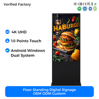 Wholesale Floor Standing Digital Signage and Displays Touch Screen 43 49 55 65 Inch Advertising Digital Kiosk for Shopping Mall