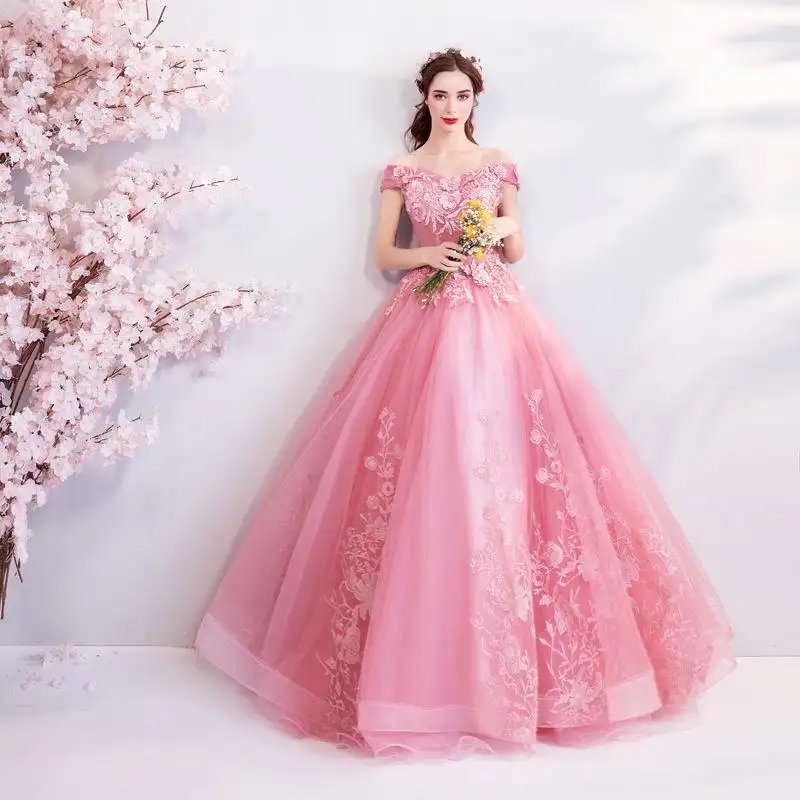 Elegant Beading Lace Wedding Dress Off Shoulder Boho Maxi Dress Ball Gown Vintage Long Charm Dresses