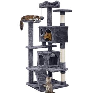 Luxury Wooden Minimalist <strong>Cat</strong> <strong>Tree</strong> with Plush <strong>Cat</strong> <strong>Climbing</strong> Frame-Scratch-Resistant <strong>Large</strong> <strong>Cat</strong> House &amp; Tower for All Seasons - Product Image 1