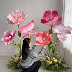 Grandi Papaveri in <span class=keywords><strong>Carta</strong></span> Crespa Multicolore a Doppio Strato, Decorazione Floreale Fatta a Mano per Matrimoni, Vetrine <span class=keywords><strong>di</strong></span> Negozi, Sfondi e Photo Booth - Product Image 1