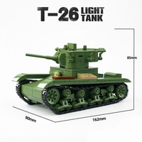 Modèle de jouet de construction en plastique ABS, char léger T-26 soviétique de la Seconde Guerre mondiale, camion militaire de terrain