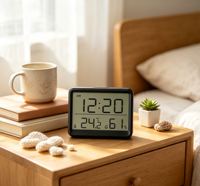 Ultradünne Einfache Geräuschlose LCD Digitaluhr Magnet Dual-Use Tisch- & Wandmontage Design Batteriebetrieben Temperatur Luftfeuchtigkeit OEM