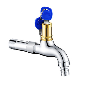 Robinet mural pour machine à laver, robinet de lavabo en laiton chromé de 4 à 8 pouces avec clés pour usage extérieur - Product Image 4