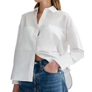 <span class=keywords><strong>Camisa</strong></span> Casual de Algodón para <span class=keywords><strong>Mujer</strong></span>, <span class=keywords><strong>Blanca</strong></span>, <span class=keywords><strong>Manga</strong></span> Larga, Cómoda, con Bolsillos, para Uso Diario, Corte Holgado, Suave, con Logotipo Personalizado de Fábrica - Product Image 4