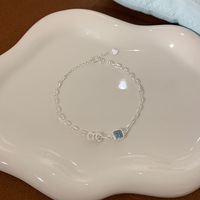Bracelet Bowei en argent sterling S925 pour femme, design de niche, cube d'aigue-marine et motif nez de cochon, bijoux haut de gamme fabriqués avec raffinement