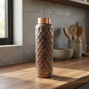 100% Copper Handcrafted Eco-Friendly Durable Lightweight Recyclable Water <b>Bottle</b> for Detox & Hydration-Indian Home Crafts - Product Image 1