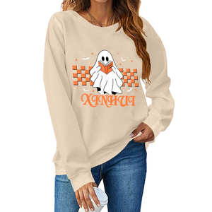 Sudadera de Felpa Francesa con Estampado de Fantasma de Halloween para Mujer, Estilo Casual, Holgada, de Manga Larga, para Venta en Línea - Product Image 4