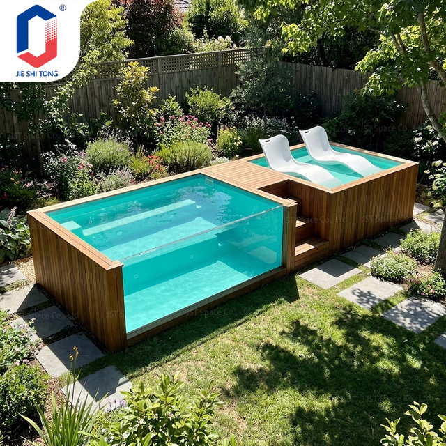 High Quality Steel Frame Container Above Ground Pool With Waterfall Feature For Commercial Hotel Residential Easy Setup Pool