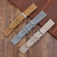 Bracelet de montre en cuir véritable suédé fait main en gros 18mm 20mm 22mm 24mm