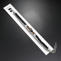 Bracelet en pierre perlée œil de tigre en gros en acier inoxydable petit disque bracelet en pierre naturelle bracelet hommes