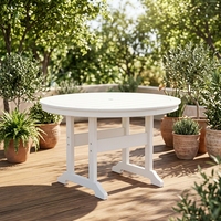 Table de repas d'extérieur moderne en HDPE, pliable, légère, empilable, résistante aux intempéries, pour patio, jardin, balcon, cour, école