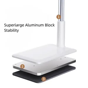 360 Rotação Alloy Metal Content Creation Overhead Folding Floor Mobile Stand Tablet Phone Holder para Gravação de Vídeo