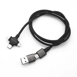 고품질 나일론 꼰 USB 충전 케이블 3 5 6 in 1 USB C to 타입 C 라인 마이크로 USB 데이터 충전 카벨 휴대 전화 용