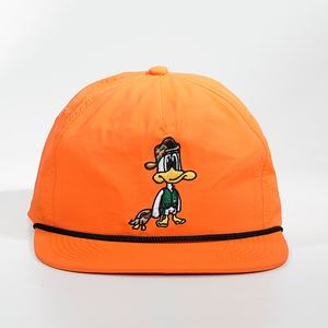 Custom <b>White</b> Yellow Unstructured <b>Flat</b> Embroidery logo <b>Caps</b> 5 Panel Nylon Snapback Hats - Product Image 6