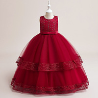 Robe de bal maxi courte blanche florale sans manches pour filles, robe de cérémonie d'été pour enfants, robe élégante à traîne fleurie