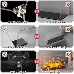 Vitrine en acrylique transparente avec base noire, protection anti-poussière pour objets de collection, souvenirs, <span class=keywords><strong>figurines</strong></span> - Product Image 4