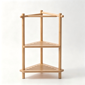 Portasciugamani da terra triangolare in bambù a 2 livelli con doppie barre <span class=keywords><strong>porta</strong></span> <span class=keywords><strong>asciugamani</strong></span> per l'organizzazione del bagno - Product Image 1