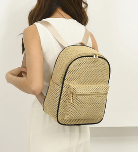 Zaino in Paglia OEM per Donne, Borsa Boho Bohemien Intrecciata da Viaggio, Zaino Scolastico alla Moda Lavorato all'Uncinetto - Product Image 6