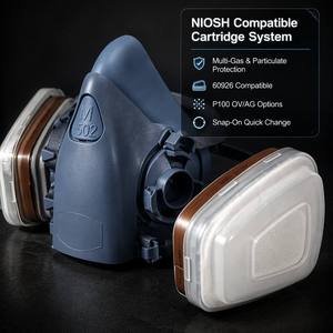 Respiratore a Mezza Faccia 7502 |   Silicone Blu |   Compatibile con NIOSH |   Multi-Gas |   P100 <span class=keywords><strong>OV</strong></span>/AG - Product Image 5