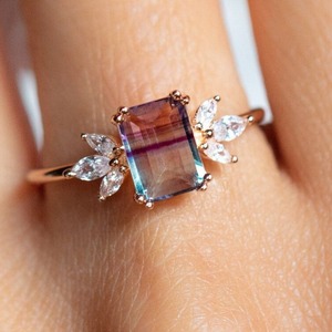 Anello di Fidanzamento Personalizzato SGARIT, Design Semplice con <span class=keywords><strong>Acquamarina</strong></span> da 1,5 Carati, Gioiello in Oro Rosa 18k per Donne - Product Image 6