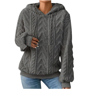 Nueva Sudadera de Mujer para Otoño, con Capucha, de Color Sólido, Gruesa, con Jacquard, de Manga Larga, a la Moda - Product Image 5