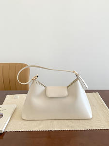 Sac à main en cuir pour femmes, motif géométrique, fermeture à glissière et à fermoir, cuir PU imperméable, sac fourre-tout décontracté, couture à plumes pour femmes - Product Image 3