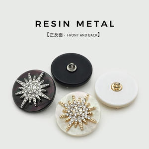 Bouton en métal à tige de perle en pierre de cristal bouton creux cousu à la main pour chemises manteaux - Product Image 3