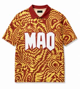 <span class=keywords><strong>Polo</strong></span> Personalizado con Logotipo para Hombre, Diseño Psicodélico Rojo y Amarillo, Estampado por Sublimación, Malla Transpirable, Estilo Urbano, OEM - Product Image 2