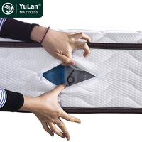 Matelas Euro Top à ressorts ensachés 7 zones en mousse à mémoire de forme de l'usine Foshan Yulan, mousse haute densité, usage hôtelier, épaisseur 25 cm, garantie 10 ans