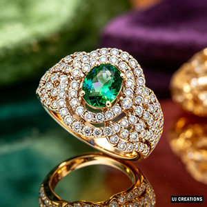 Bague de cocktail en or 18 carats pour femme, saphir et diamants pavés, motif floral, alliance de luxe - Product Image 6