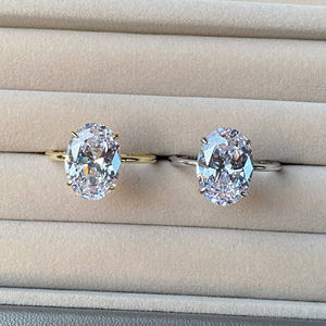 925 ayar gümüş söz tektaş 3ct oval moissanite nişan yüzüğü kadınlar elmas mozanit yüzük - Product Image 4