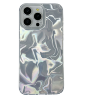 Coloré Argent IMD Série pour iPhone 16 15 14 Pro Max 11 PC Motif D'ondulation De L'eau Grand Trou Téléphone Cas