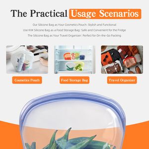 Kitchen Silicone Reusable Eco-Friendly <b>Vacuum</b> Compressed Food Storage Multipack Clear Freezer <b>Bags</b> Double Lock Seal <b>Bags</b> - Product Image 5