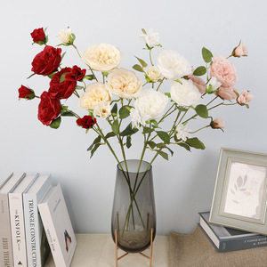 QIHAO Artificial Roses 7 <b>Heads</b> Austin <b>Style</b> High Simulation Plastic Silk Flower For Wedding Home Decor Photography Props - Product Image 3