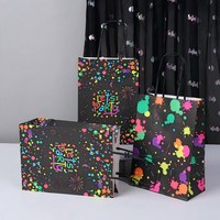 Sac cadeau en papier kraft néon réutilisable et écologique pour Halloween |   Sac à main fluorescent imprimé offset pour bonbons d'anniversaire