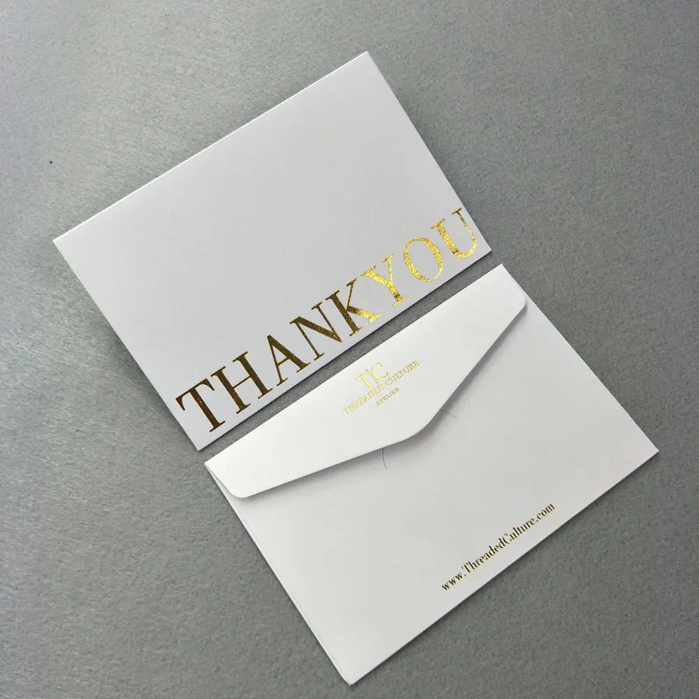लोकप्रिय सोने की पन्नी मिनी लिफाफा ग्रीटिंग कार्ड के साथ कस्टम कागज मुद्रण पोस्ट कार्ड ग्राहक लोगो के साथ आप कार्ड धन्यवाद