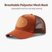 Casquette de baseball personnalisée avec patch brodé, en velours côtelé premium, 5 panneaux, snapback, Gorras, casquettes de baseball en mesh pour hommes et femmes