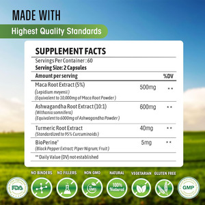 มาคา รูท อัชวาแคนธา ขมิ้นชัน เคอร์คูมิน ซอฟต์เจล สำหรับเพิ่มพลังงาน ความทนทาน บรรเทาความเครียด และช่วยลดการอักเสบตามธรรมชาติ - Product Image 4