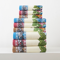 Ensemble de serviettes de bain de luxe à motif floral multicolore avec logo personnalisé, séchage rapide, pour hôtel et maison, en coton de haute qualité
