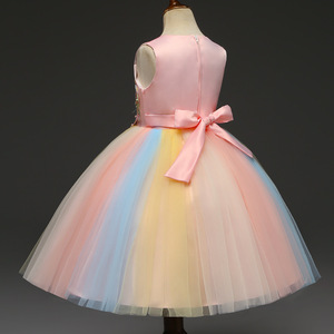 Retail Online Shopping Fashion Young Girls Embroidered Designer <strong>Wedding</strong> Summer <strong>Rainbow</strong> Colored <strong>Dresses</strong> - Product Image 3