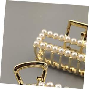 Pince à cheveux rétro sirène de 7,5 cm, style coréen, avec perles, grande pince requin pour coiffure élégante - Product Image 3