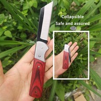 Couteau de taille pliant à lame en acier inoxydable, manche en bois massif, pour droitier, outil d'enjillage tranchant, personnalisable DIY OEM