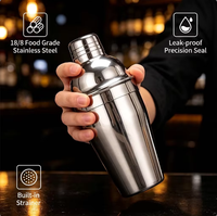 Shaker à cocktails professionnel en acier inoxydable 750 ml, type Cobbler, avec passoire intégrée, mélangeur à Martini, accessoires de bar pour fêtes à domicile