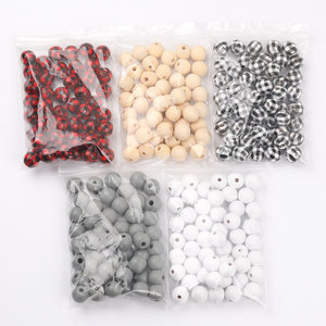 Ensemble de perles en bois de 10 mm, cinq couleurs, pour la décoration artisanale DIY - Product Image 1