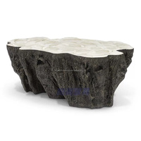 Table basse en fibre de verre en forme de roche pour salon, table centrale pour villa de luxe, appartement, espace de vie