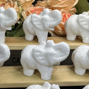 2025 thiết kế mới chữa bệnh đá khắc khắc điêu khắc Tay Chạm Khắc ngọc trắng pha lê voi để trang trí - Product Image 3