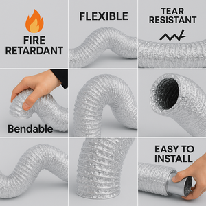 Conduits de ventilateur de ventilation en feuille d'aluminium personnalisés Tuyaux de conduit d'air flexibles résistants à la chaleur et de longue durée Système universel de pièces de systèmes de CVC - Product Image 2