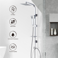 Colonne de douche carrée de luxe en acier inoxydable avec pomme de douche en acier inoxydable