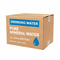 Vente en gros de boîtes d'eau potable en carton ondulé résistant, personnalisées, imperméables, pour bière, soda, recyclables, 24 pièces